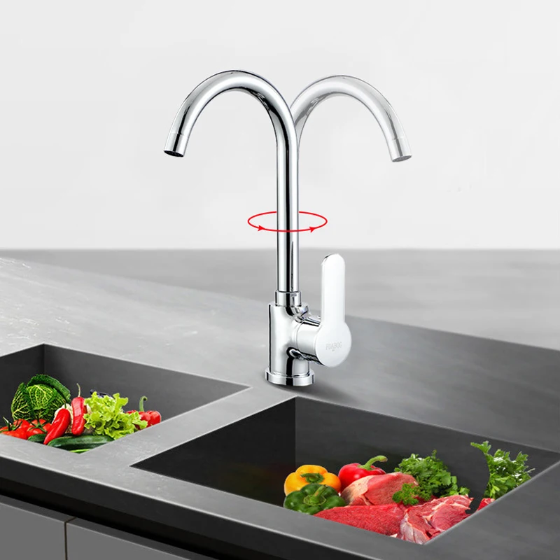 Grifo de cocina moderno para fregadero, Grifería de lavabo de 360 grados con caño giratorio, mezclador de agua caliente y fría, montado en cubierta, Hardware de un solo orificio