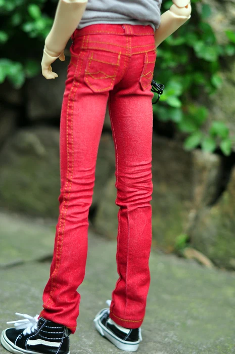 1/4 1/3 scale BJD clothes Red pleated washed jeans for BJD/SD  MSD SD13 SD17 SSDF ID72 HID strong Uncle doll accessories C0121