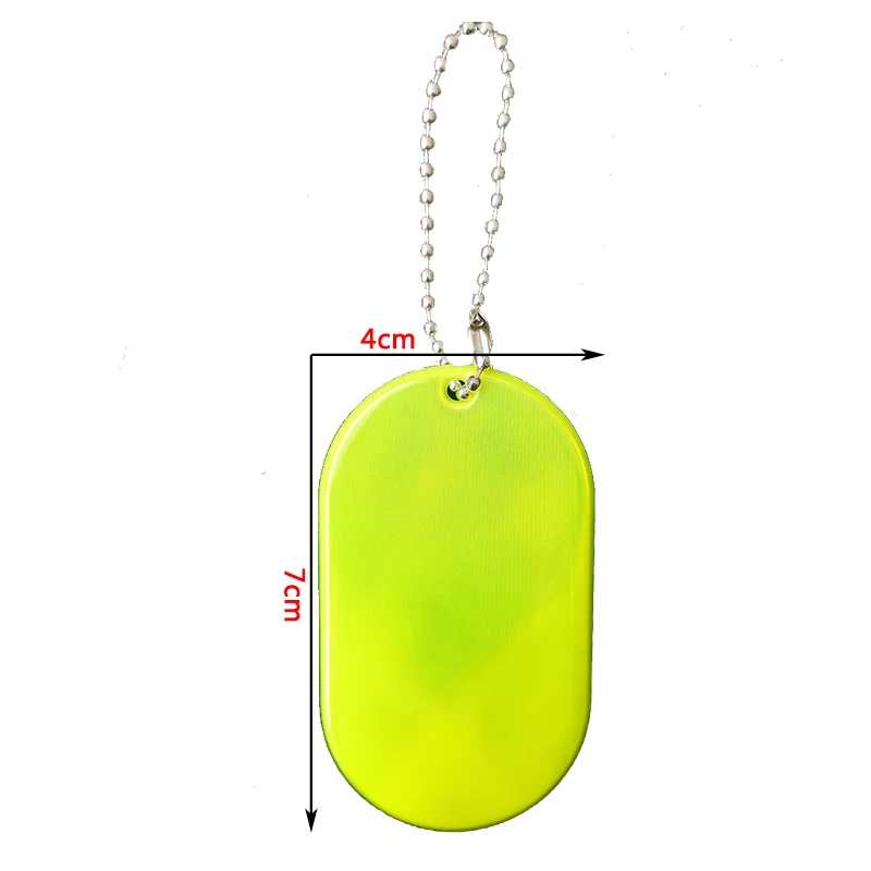 Oval shape Reflective Keychain Traffic Safety Reflective Pendant Creative DIY Car Keyring