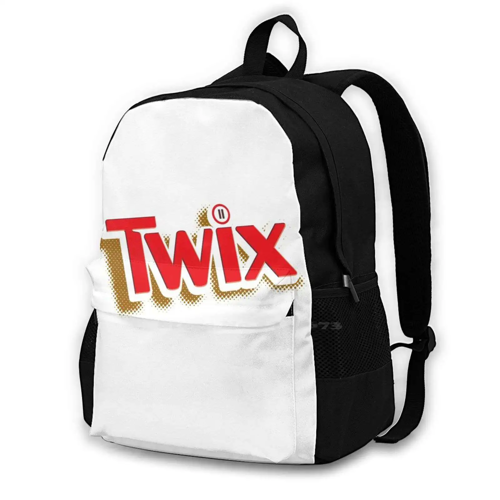 Twix Logo 3d Print Design Backpack Casual Bag Twix Mars Logo Bar Chocolatebar Energy Biscuits Break Pop Caramel Nuts