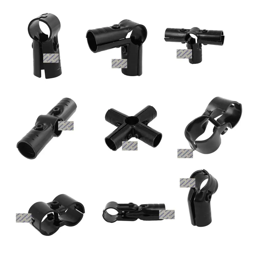 4Pcs Black Steel 28mm Lean Tube Pipe Fitting Connector Double Port Movable Clamp T Elbow L Cross 2 3 4 5 6 Ways Rack Stand