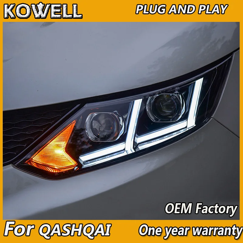 KOWELL Car styli Head Lamp for Nissan Qashqai Headlights 2016 LED Headlight DRL Lens Double Beam Bi-Xenon HID car Front light