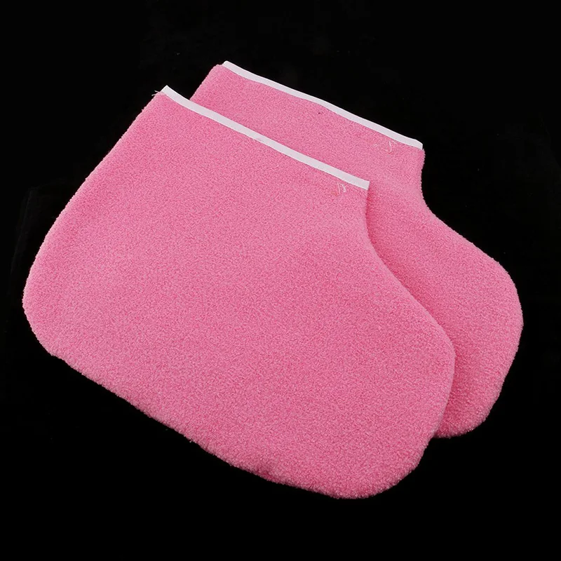 2pcs Paraffin Wax Protection SPA Hand Foot Gloves Boots Warmer Heater Beauty Wax Therapy Foot Cover Pink