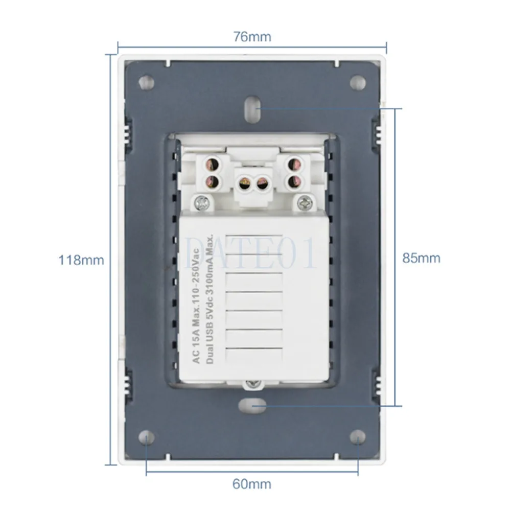 American Standard  Dual Usb Socket Panel  Three-Hole Power Socket Canada  Taiwan Japan3.1A2.1A  New Fast Charging Source Socket