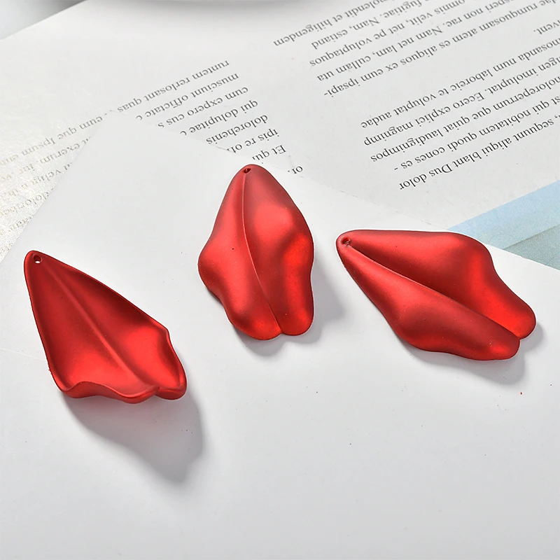 8pcs New Fashion Red Green Advanced Sense Rose Petal Earrings Material Diy Temperament Long-style Jewelry Accessories