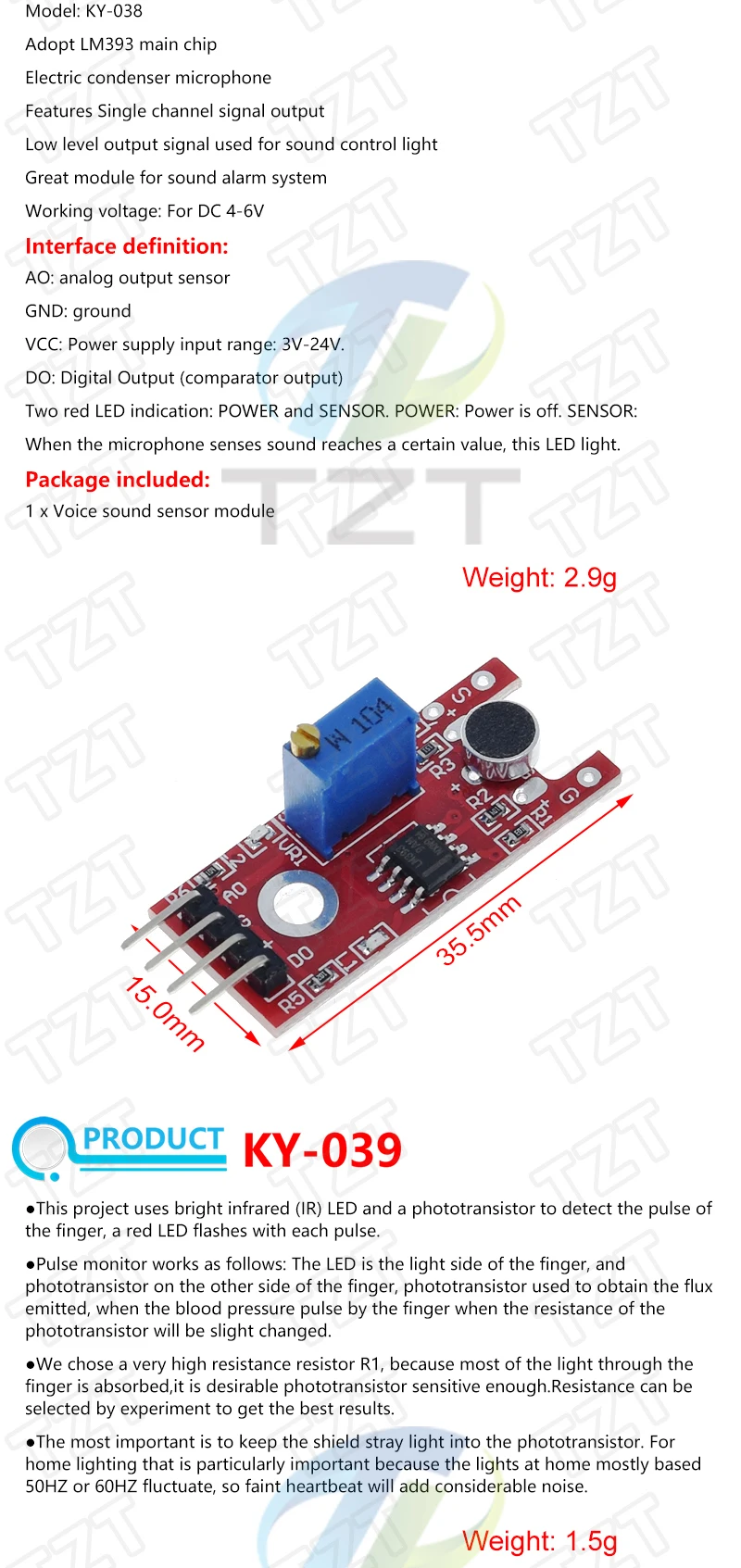 Für Arduino 45 Arten von Sensoren Digitaler Temperatur-Feuchtigkeits-RGB-LED-Boden-Buzzer-Ton-Ultraschall-Regentropfen-Sensormodul DHT11 – Detail 31
