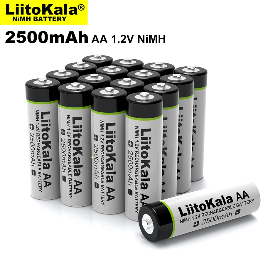 Liitokala-cargador de Lii-500, batería recargable de 1,2 V, AA, 2500mAh, Ni-MH, para pistola de temperatura, Control remoto, baterías de ratón de juguete