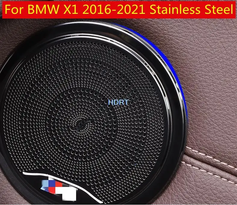 

For BMW X1 2016 2017 2018 2019 2020 4pcs Stainless Steel Car-Styling Stickers Car Door Speaker Horn Frame Decoration Covers