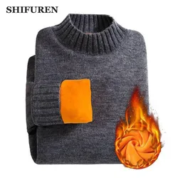 SHIFUREN-pull à manches longues à col tortue pour hommes, pull en laine épaisse, doux et chaud, pull en tricot