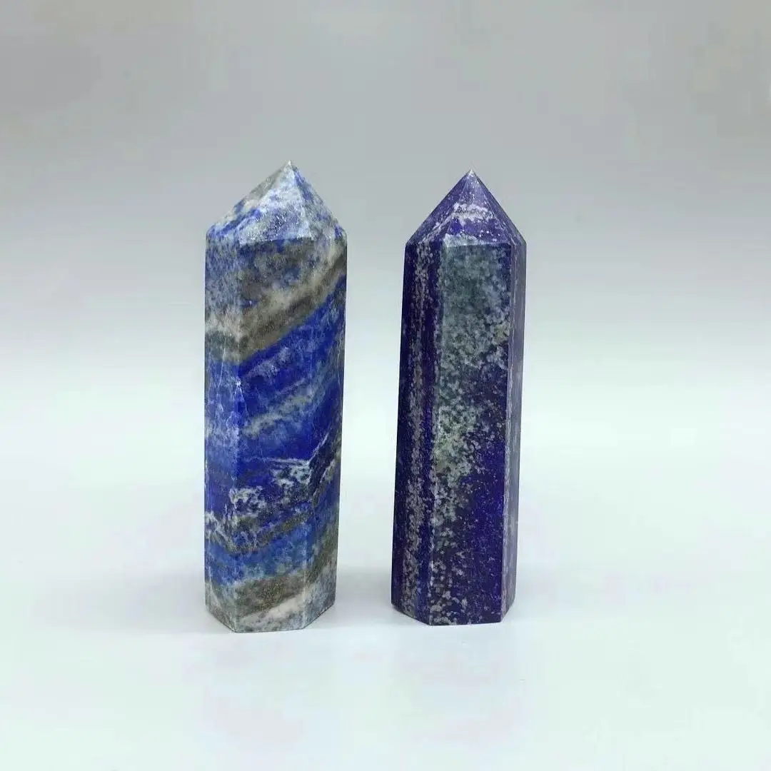 

7-9cm Natural Crystal Lapis Lazuli Hexagonal Column Crystal Quartz Point Healing Mineral Tower Ornament DIY Gift Home Decoration