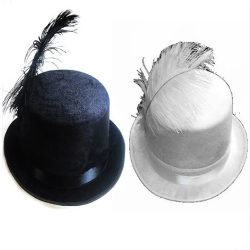 2 colors dance hat black trilby hat for men vintage trilby white magician hat magician top hat performance supplies