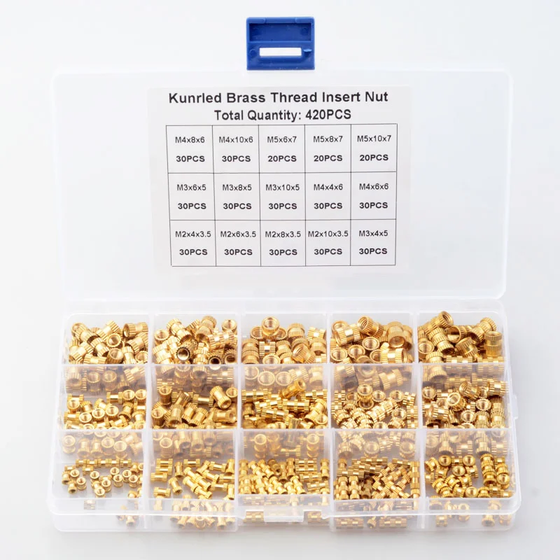 Bi-pass Weibliche Gewinde Rändelmuttern M2 M 2,5 zu M10Brass Gewinde Einsatz Runde Injection Moulding Gerändelt Muttern Sortiment kit