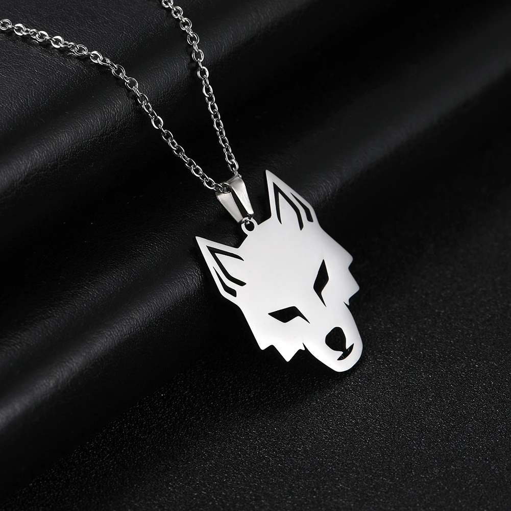 Teamer Cool Animal Wolf Head Pendant Necklace for Women Men Stainless Steel Wolf Pendant Vintage Punk Party Jewelry Animal Gifts