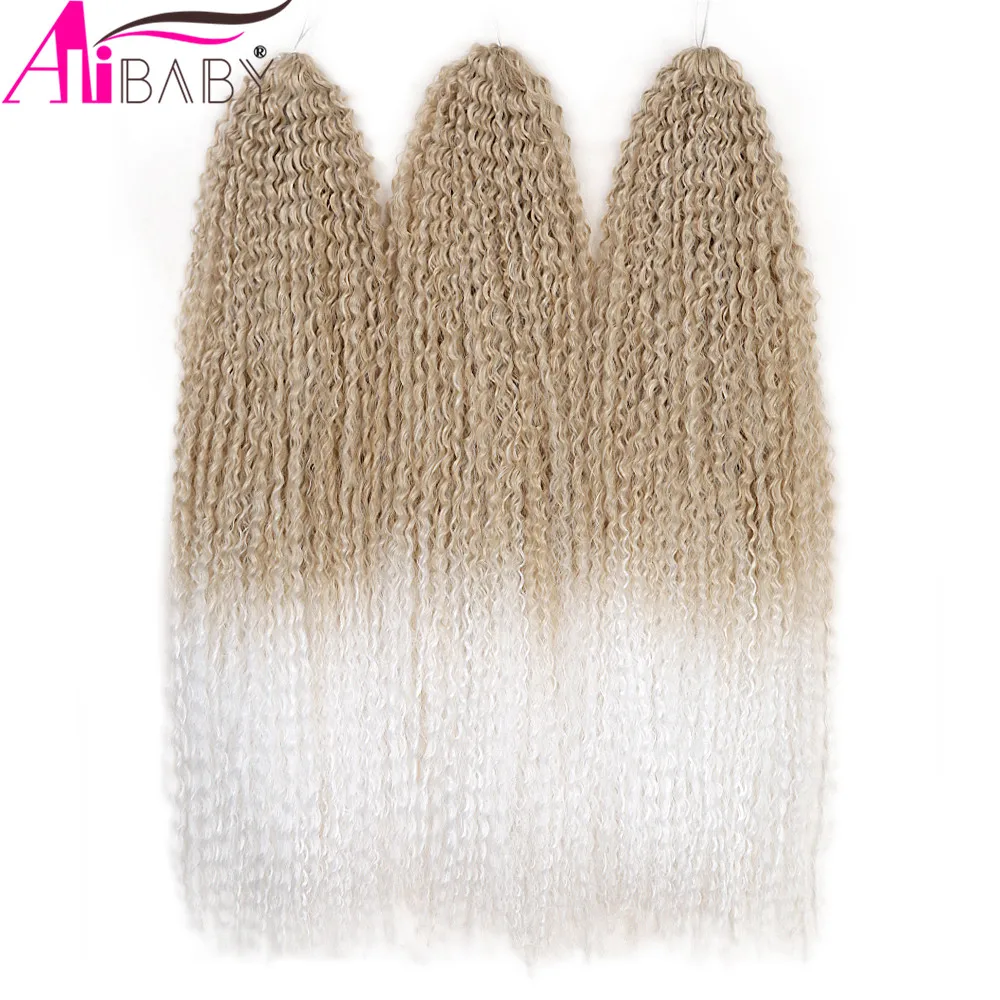 Alibaby-Extensões De Cabelo Sintético Afro Kinky Para Mulheres Negras, Ombre Suave, Trança De Crochê, Cabelo Encaracolado, Yaki, 20"