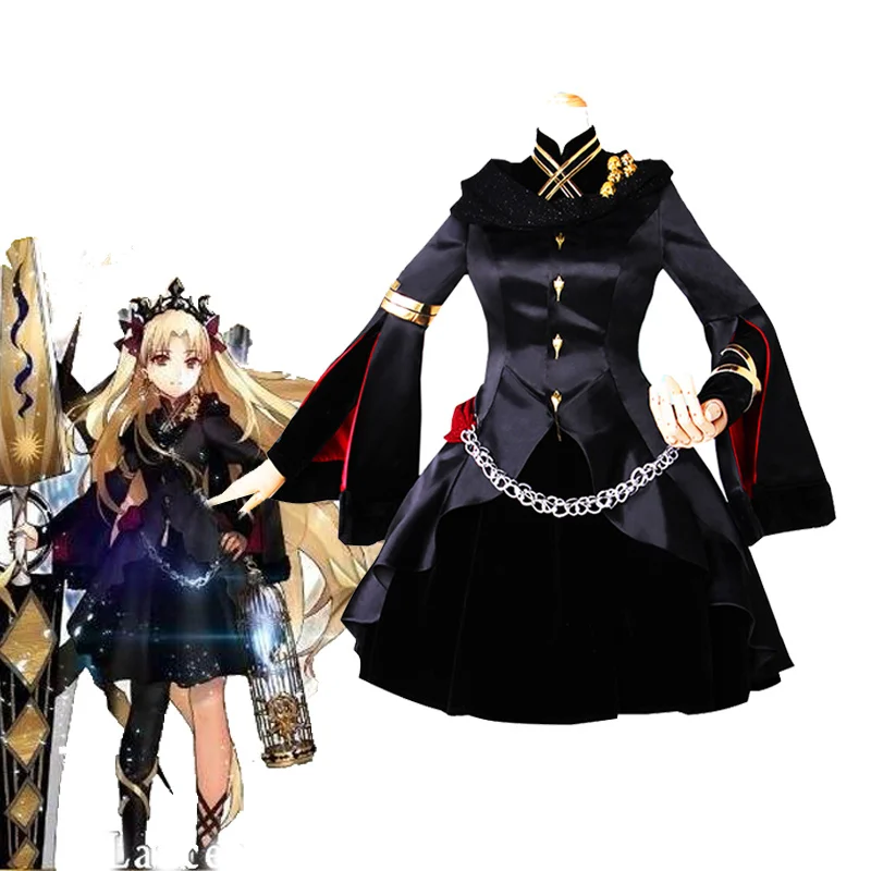 FGO Fate/Grand Order Lancer Ereshkigal Irkalla Cosplay Costume Tohsaka Rin Black Dress Halloween Outfits Dress+Crown Custom Made