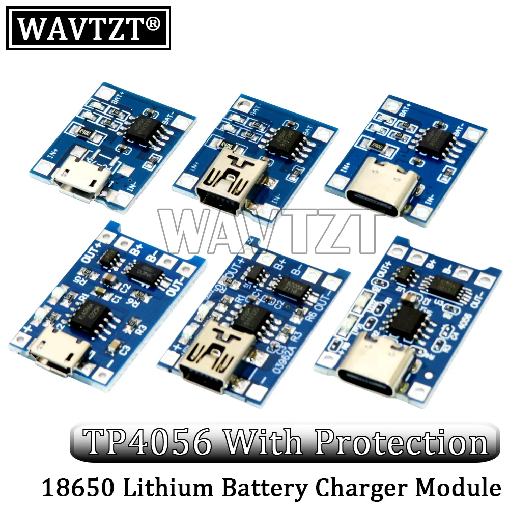 TP4056 With Protection Dual Functions 5V 1A Mini Micro TYPE-C USB 18650 Lithium Battery Charging Board Charger Module 1A Li-ion