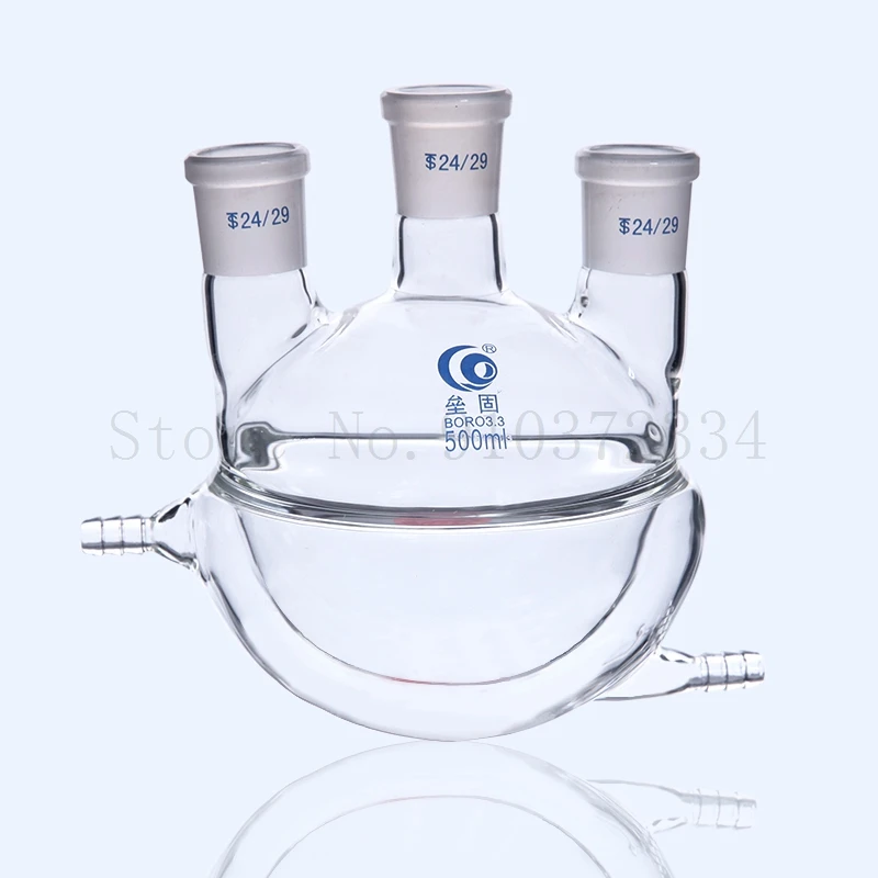 Lab Harf Encase Three Mouth Glass Jacketed Reaction Bottle Laboratory Double-layer Reaction Flask