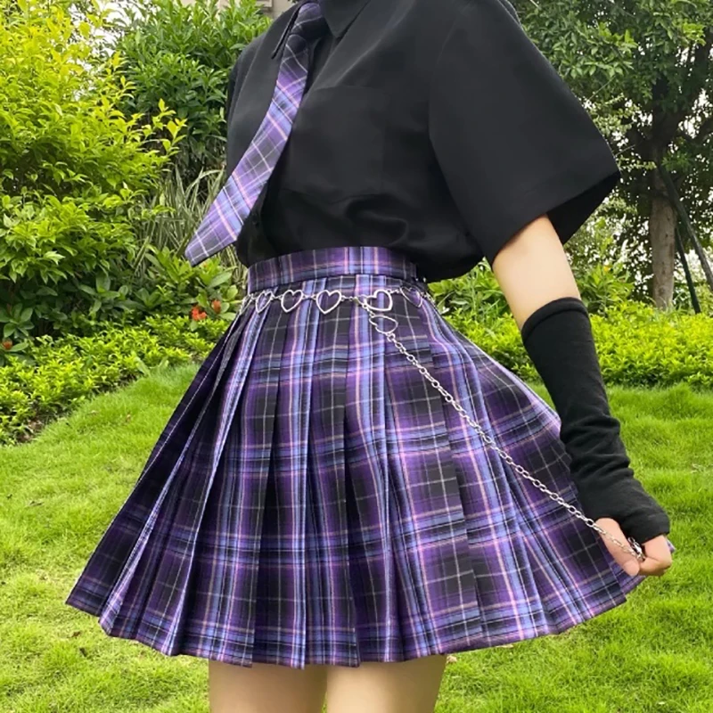 [Black Sweetheart Storm] Jk School Uniform Geruite Rok Voor Meisjes Zomer Hoge Taille Geplooide Rokken Vrouwen Jurk Studenten Kleding