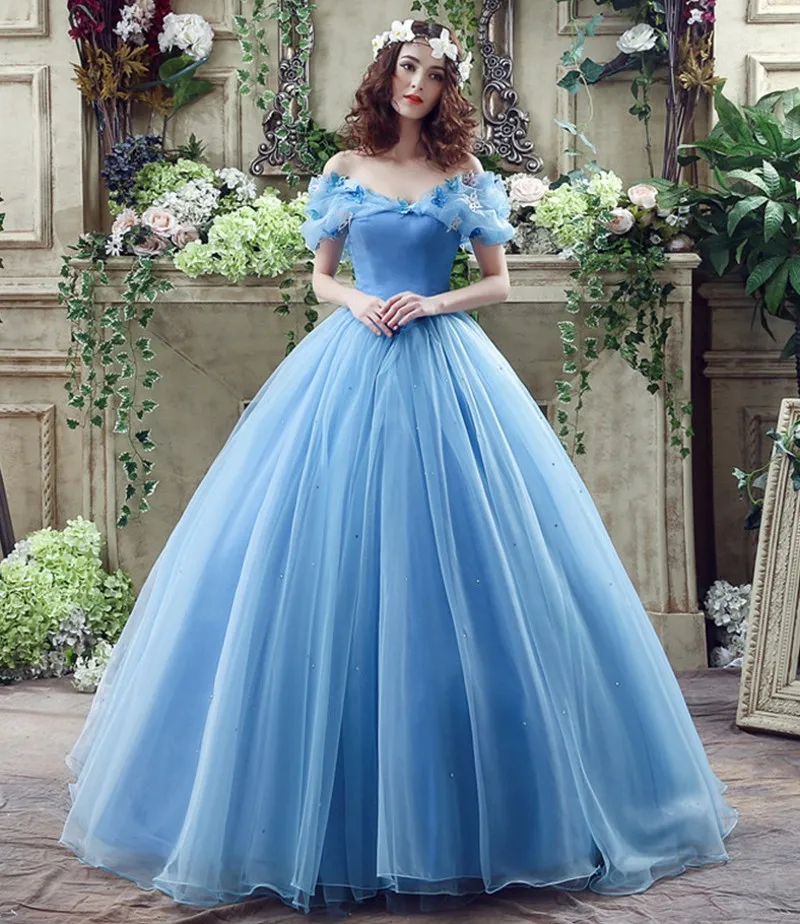 

Sweet 16 Blue Princess Quinceanera Dresses 2020 Cinderella Cosplay Dress Formal Pageant Ball Gown for Girls Vestidos De 15 Anos