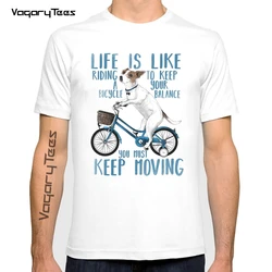 Vagarytees 2022 Humor Jack Russell Terrier T-shirt Short Sleeves T Shirt Round Neck Casual Riding a bicycle Tee Dog Lover Tshirt