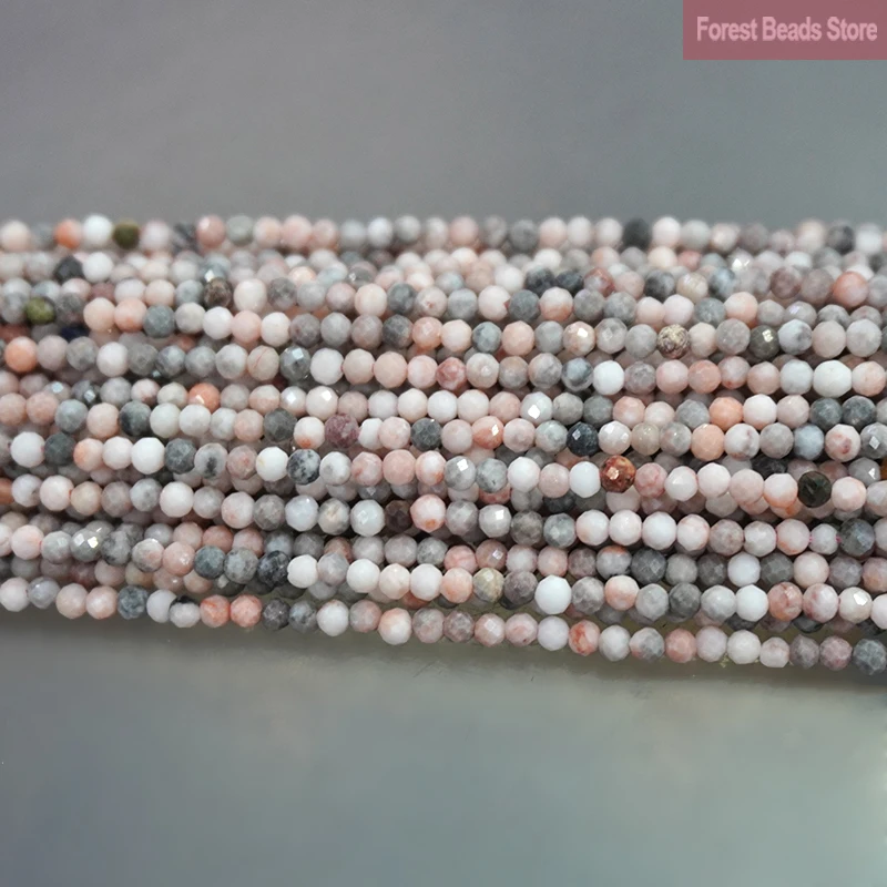Natural Stone Pink Zebra Jaspers Faceted Round Spacer Loose Beads 2mm/3mm  DIY Bracelet Accessories for Jewelry Making 15\'\' Inch