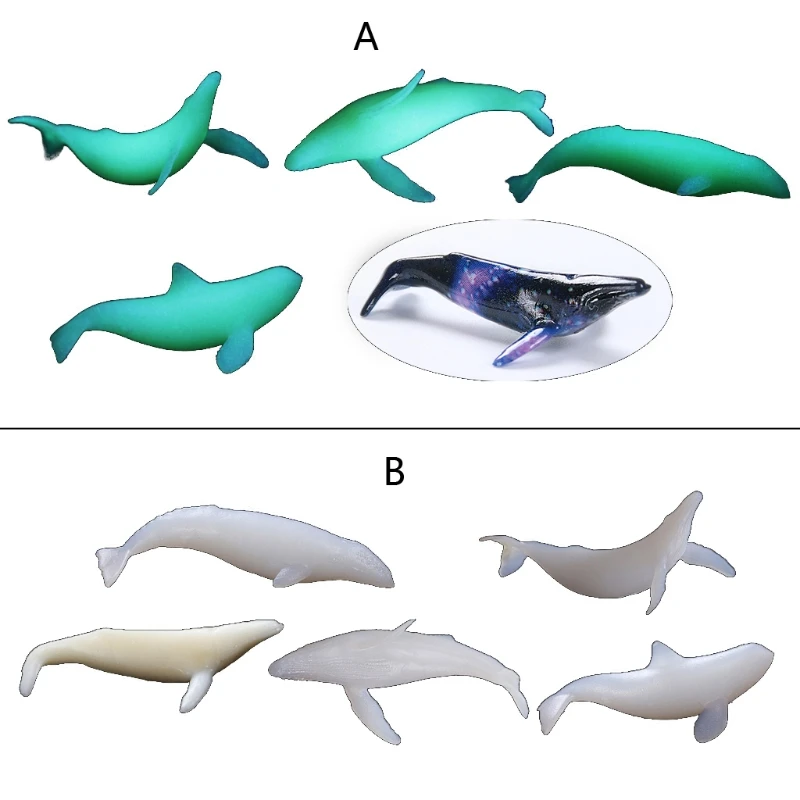 5Pcs Mini Whale Modeling Resin Mold Ocean Luminous Whale Fillers DIY Filling Materials Resin Art Jewelry Making Crafts