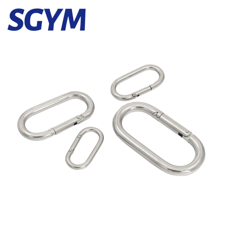 2pcs OVAL SHAPE 304/316 Stainless Steel Spring Snap Hook Carabiner Quick Link Lock Ring Hook 5/6/8/10mm