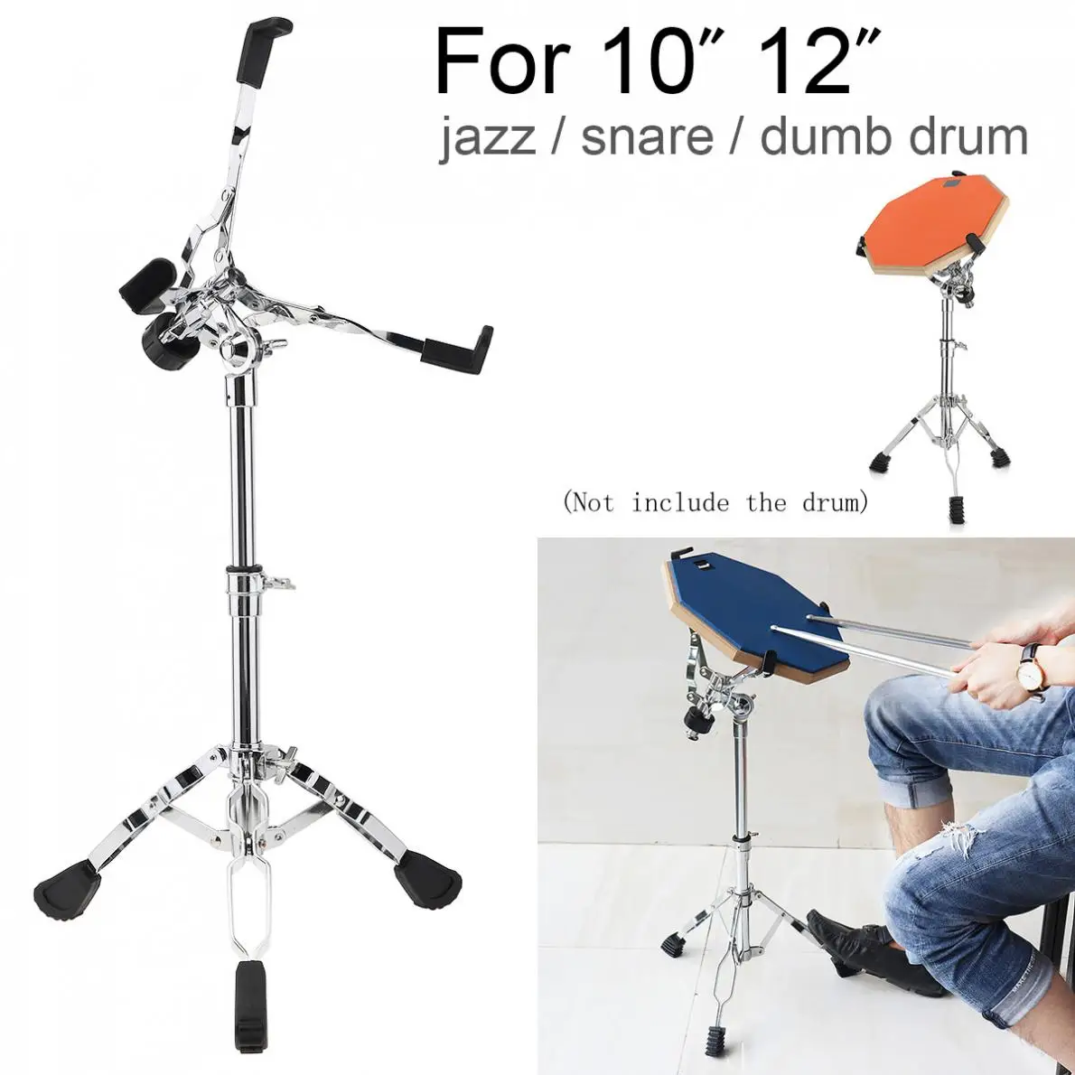 Drum Stand Full Metal Adjustment Foldable Floor Drum Stand Holder for 10 12 16 Inch Jazz Snare Dumb Drum