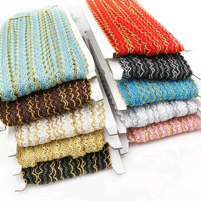 6Yards/lot 1.5cm gold wire bilateral s-shaped wave lace accessories DIY clothing curtain decoration home textile accessories