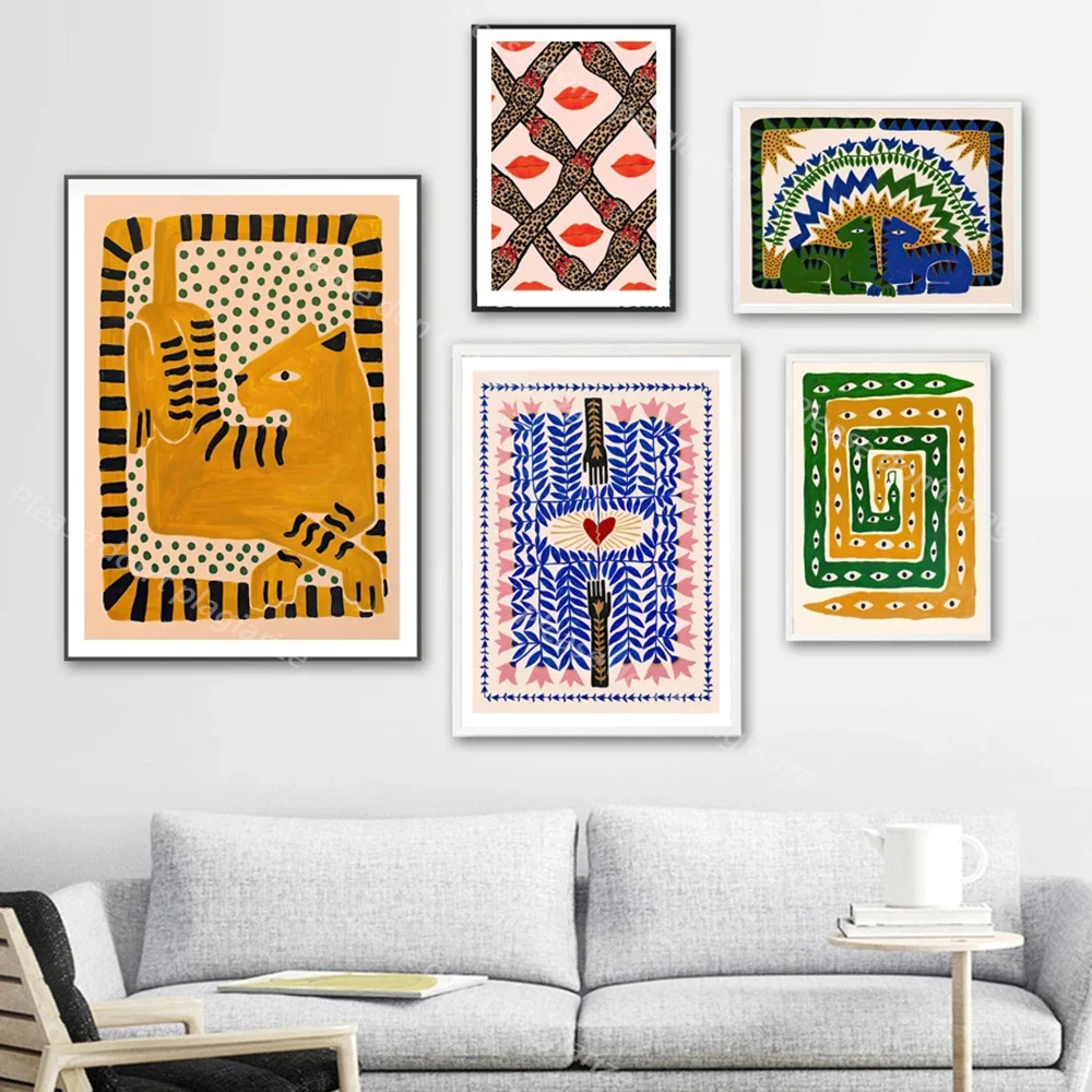 Colorful Abstract Ancient Egypt Snake Leopard Woman Wall Art Canvas Painting Posters And Prints Wall Pictures For Bedroom Decor