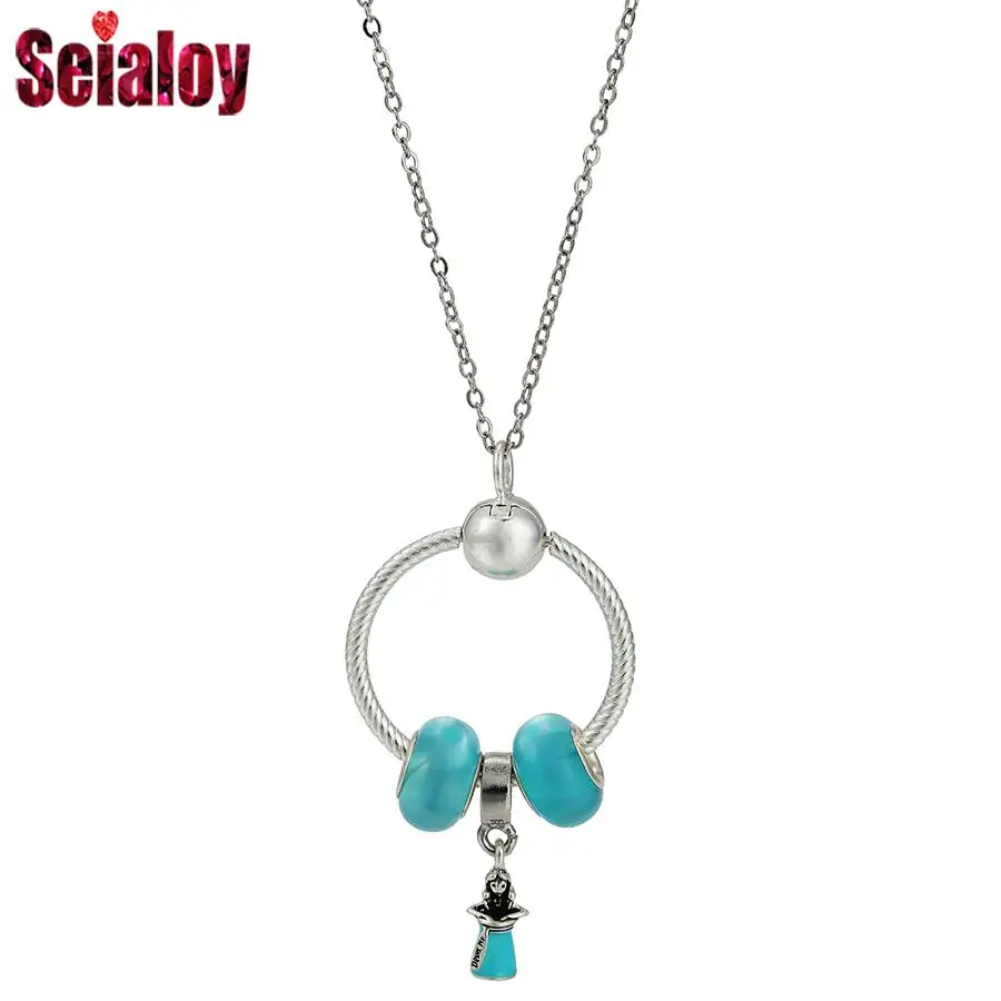 Seialoy 2021 New Fashion Blue Princess Pendant Necklace For Women Charms Pendant Necklace Jewelry Girls Lovers Girlfriend Gifts