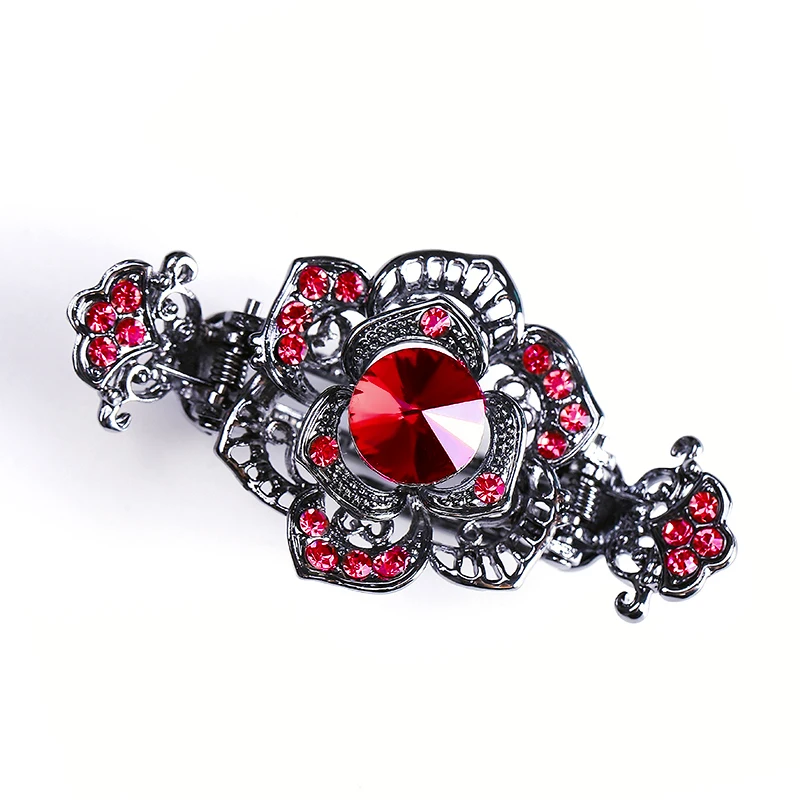 morkopela Vintage Crystal Hair Claw Crab Jewelry Flower Peacock Hair Clip Women Banquet Hairpin Accessories