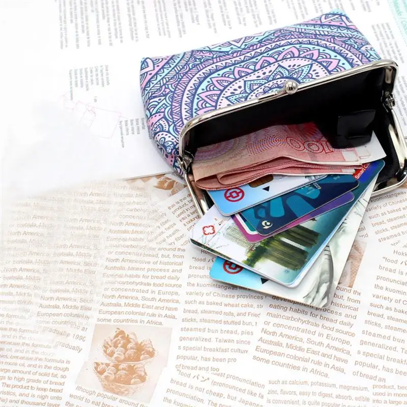 Retro Ethnic Style Printing Women's Coin Purse Geometric Mini Clasp Closure Wallet Coin Pouch Creative Pattern Bags Dropshipping image 2