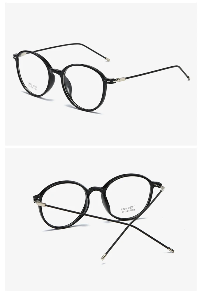 Dünnes Bein klarer Spiegel verschreibung pflicht ige Brille Frauen ultraleichte tr90 Student ovale Myopie Linse optische Brille 0-148-1/8 bis-4 – Detail 6