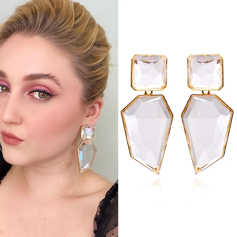 New Hot Fashion Earring Gold Color Resin Irregular Drop Earrings for Women Brincos Earing  Wedding Jewelry Girl Gift