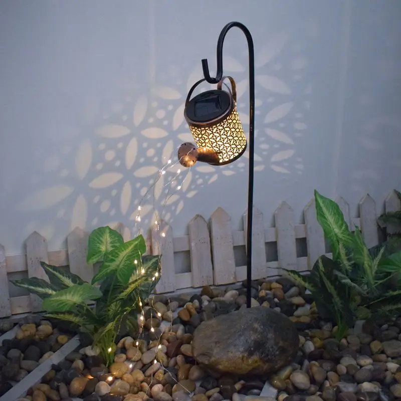 Creative Metal Kettle Shaped Solar Lamp, Home, Courtyard, Garden, Landscape Light Charge, Under the Sun, Glow in Dark