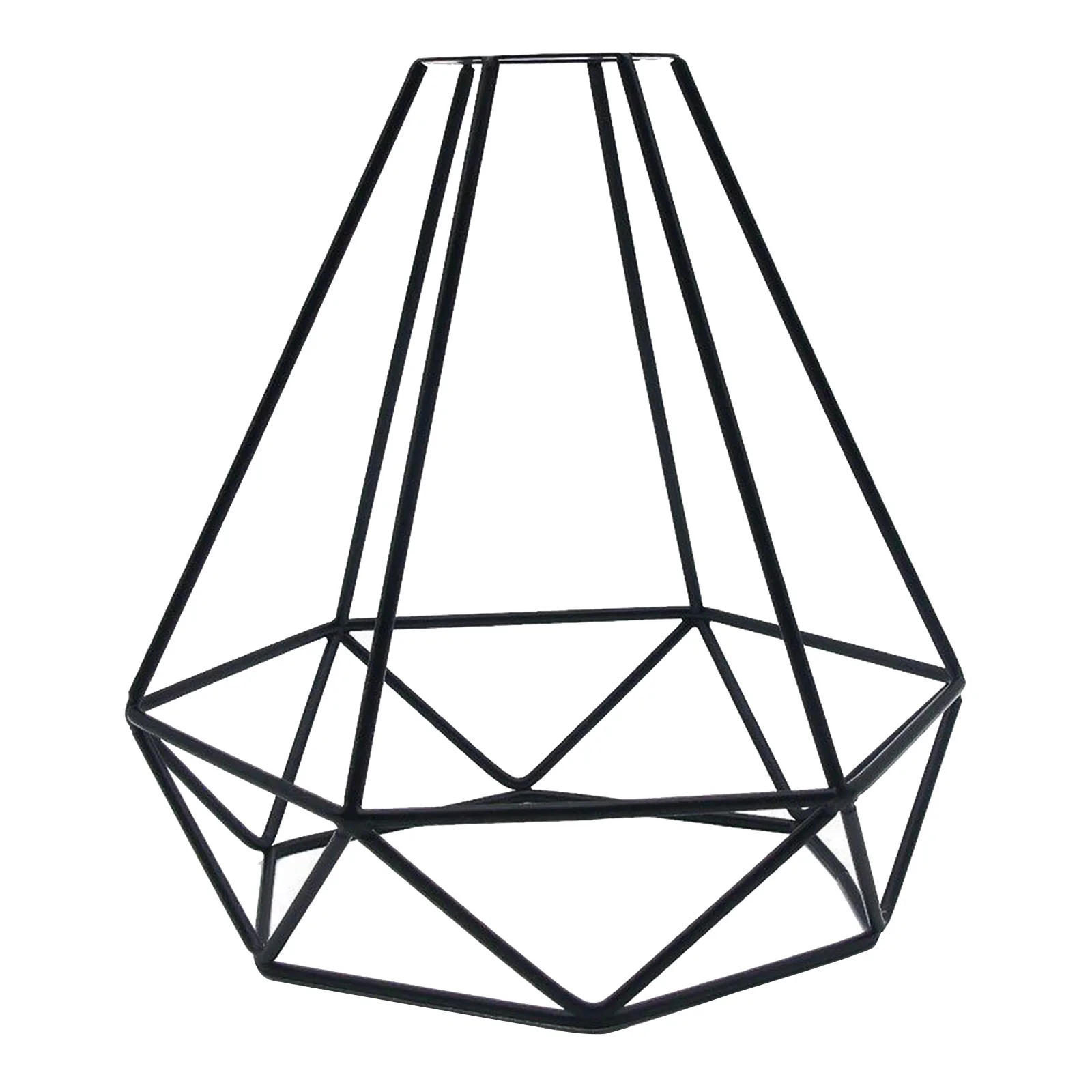 Rustic State Diamond Design Metal Light Cage Guard – Decorative Lamp Shade Black