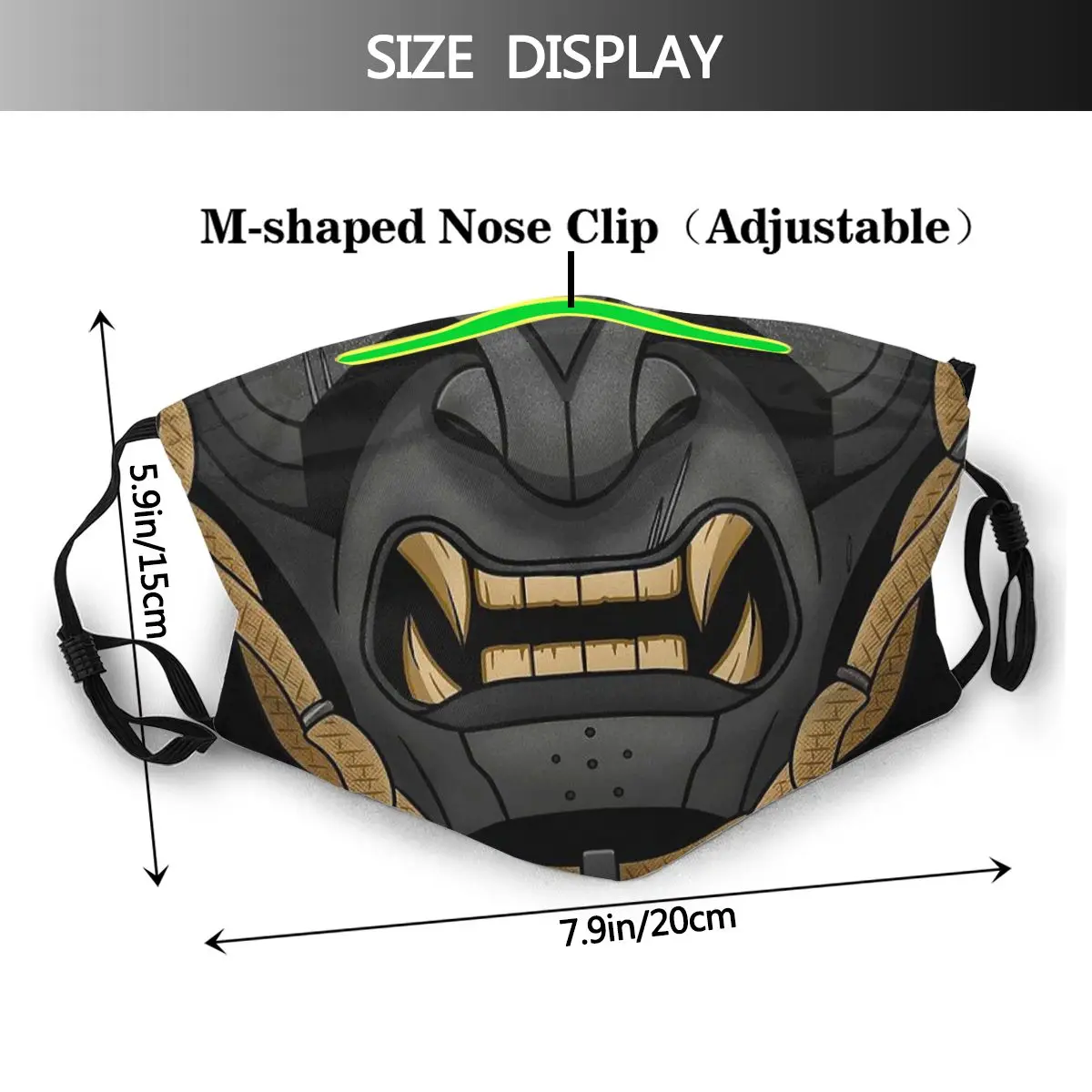 Oni Japan Samurai Demon Protection's Mask Funny Samurai Washable Fabric Mask With Filters Protection Respirator Muffle