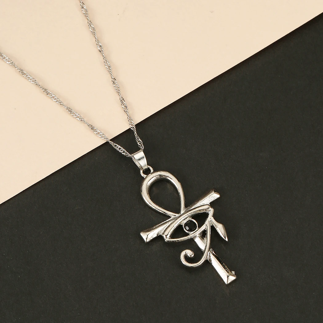 Kinitial New CZ Eye of Horus Egypt Protection Charm Pendant  Ankh Cross Religious Necklace for Women Choker Necklaces Jewelry