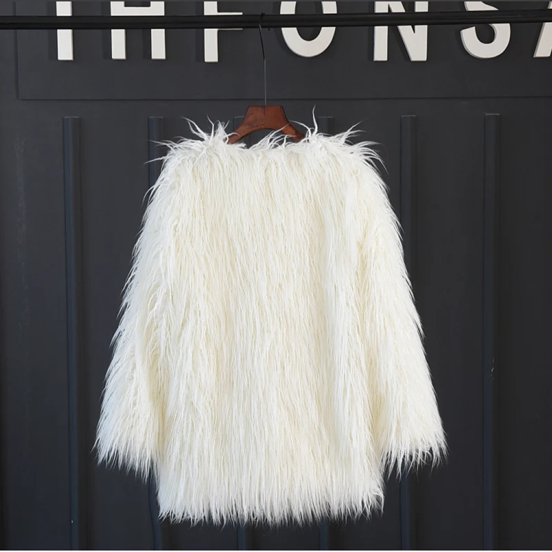 2023 Autumn Winter Fur Jacket Female Pink Fashion Long Plush Imitation Fur Wool Overcoats Ladies Short Fur Parkers Coat Woman