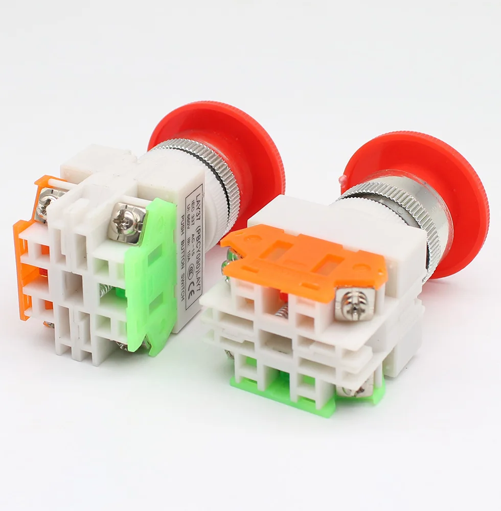 Momentary/Locking 22mm red mushroom head emergency stop button switch XB2 LAY37 NO/NC alarm button switch