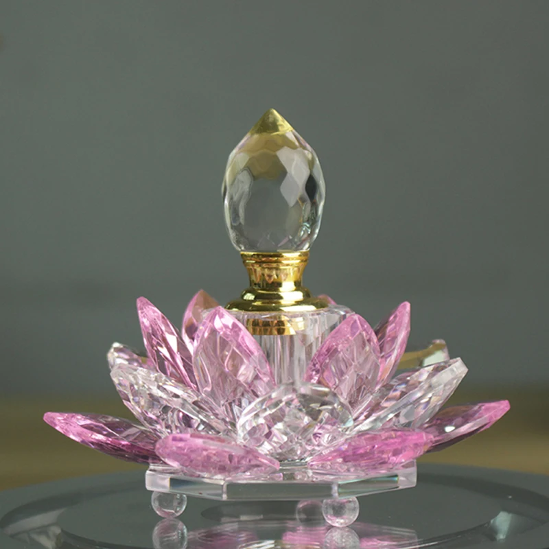 3ML Refillable Crystal Glass Lotus Flower Perfume Bottle Arttar Oil Scent Empty Glass Bottle Fragrance Container Gift Home Decor