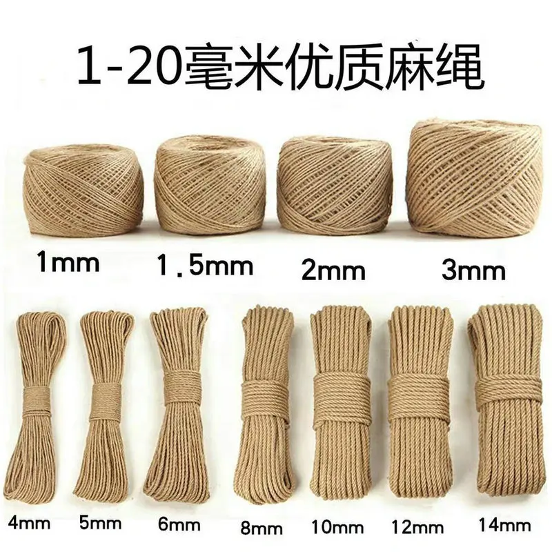 BIG 30-60MM Diameter Braided Nature Manila Jute Sisal Hemp Rope for Ceiling Decor Fence Clothesline Tug Hand Knotted Craft