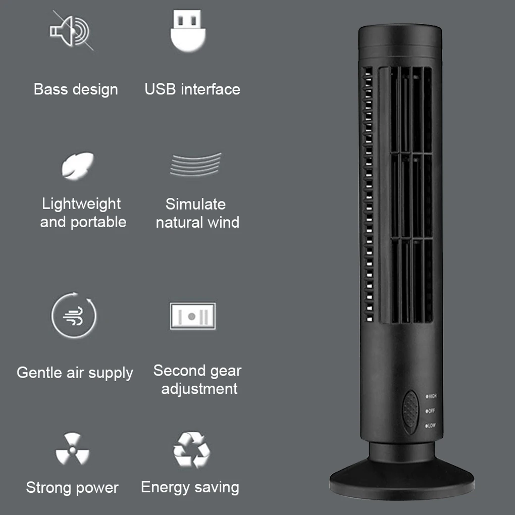 USB Standing Tower Fans Bladeless Floor Air Cooler Humidifier Leafless Conditioning Fan Office Desk Supplies White/Black