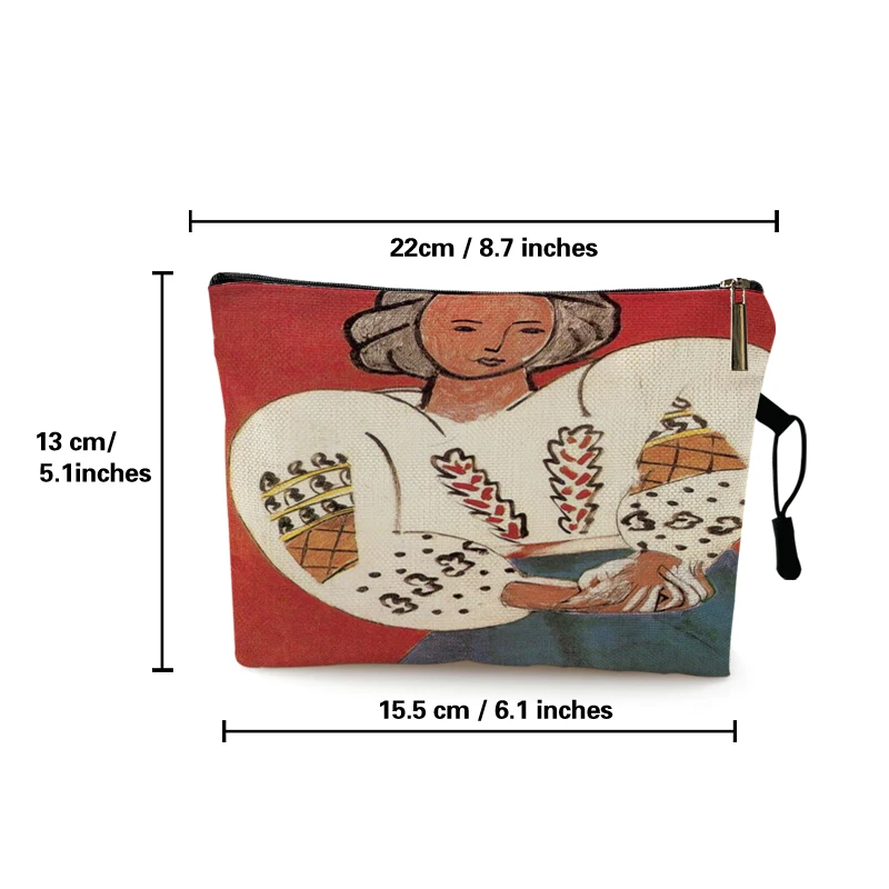 Abstrct Matisse Art Print  Makeup Storage Pouch Floral Cosmetic Bag Travel Organizer Toiletry Case for Femminile Friends Gift