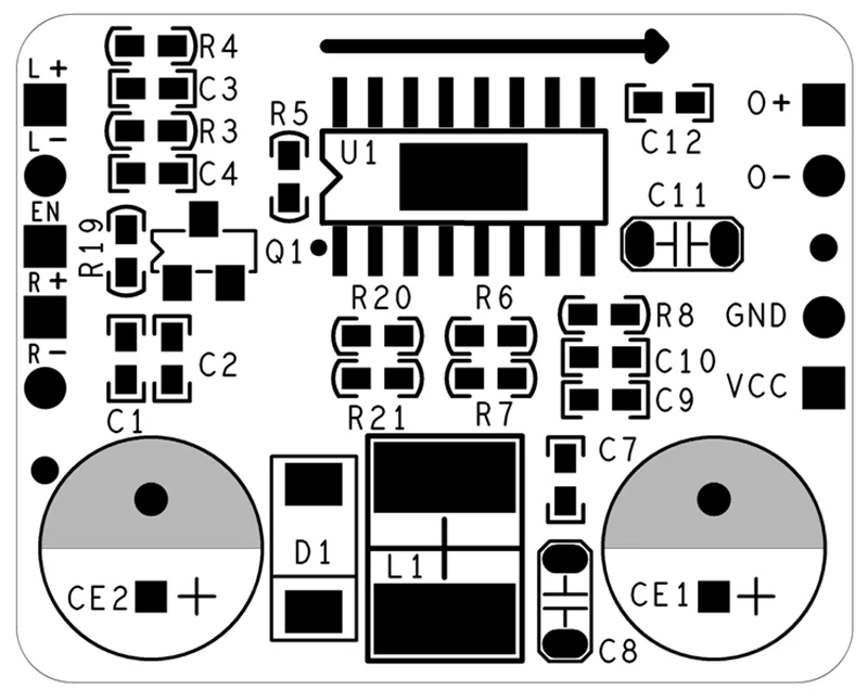 Digital power amplifier board AB/D class 8W mono HT8692 differential input 2.5-5.5V boost adjustable