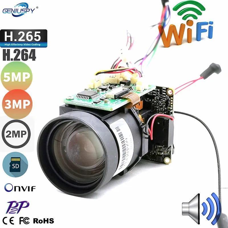 2MP 3MP 5MP 10X Zoom 4.9-47mm Lens Wifi IP PTZ Camera Module CCTV Security System Wireless AP Two Ways Audio TF Card Slot