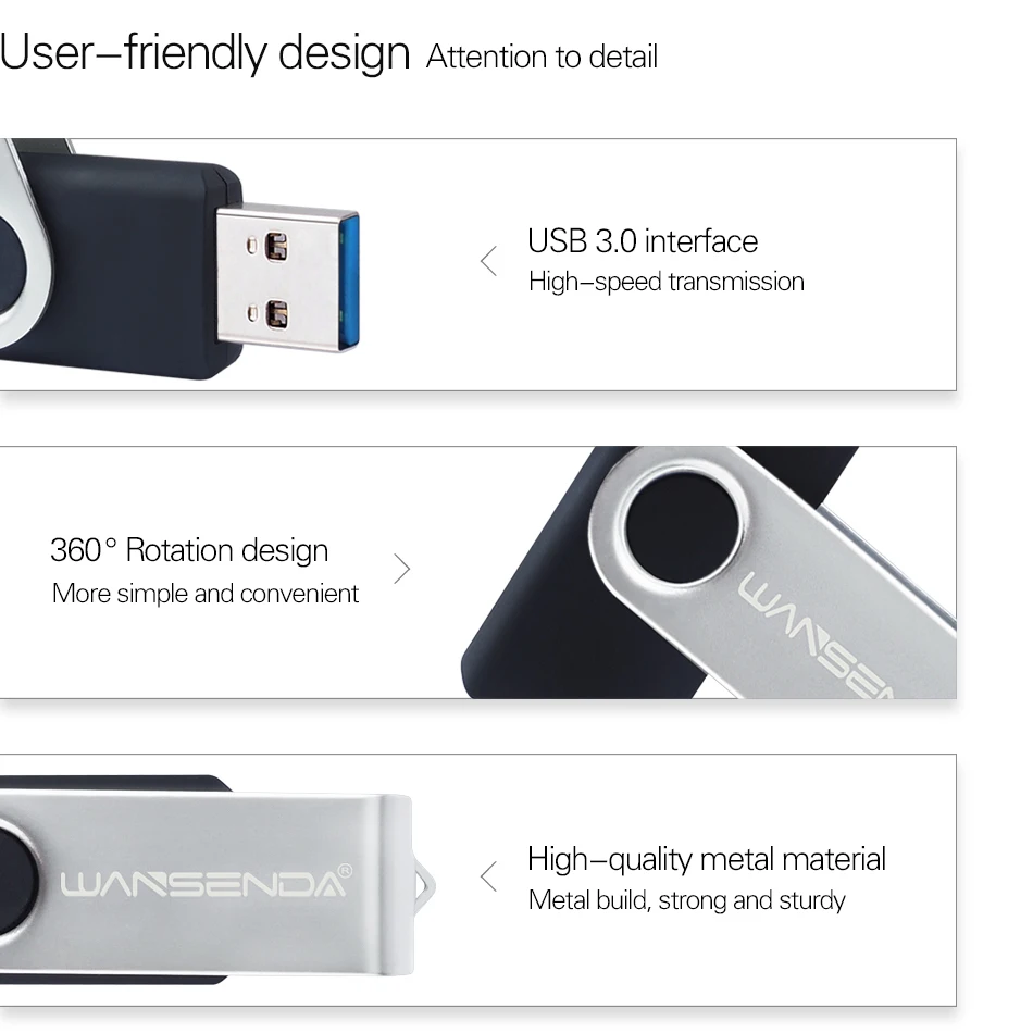 Wansenda ออตแลนโด2 in 1ไมโคร USB 3.0แฟลชไดร์ฟ16GB 64GB 128GB 256G เพนไดรฟ์สำหรับอุปกรณ์แอนดรอยด์/แท็บเล็ต PC