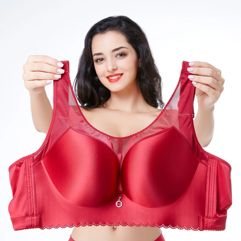 

New fat MM shrink gather super thin big bra sexy underwear women push high bra 120D 120E