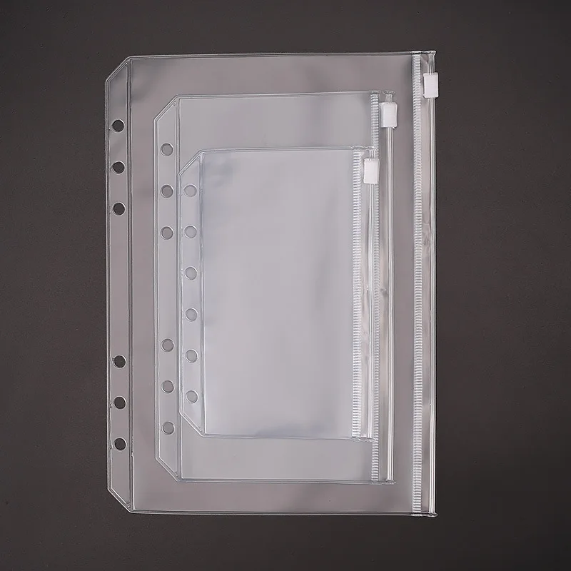 1PCS/LOT A5/A6/A7 Storage Bag  School Office Supply Transparent Loose sheet Notebook zipper Self-sealing  File Holder